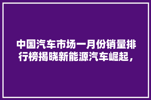 中国汽车市场一月份销量排行榜揭晓新能源汽车崛起，合资品牌稳居前列