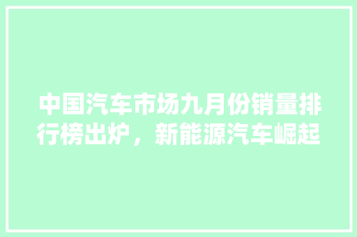 中国汽车市场九月份销量排行榜出炉，新能源汽车崛起，传统车型面临挑战