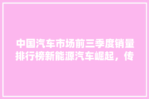 中国汽车市场前三季度销量排行榜新能源汽车崛起，传统车企转型加速