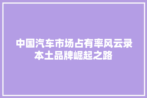 中国汽车市场占有率风云录本土品牌崛起之路