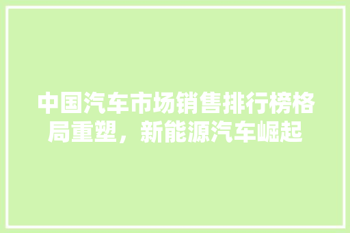中国汽车市场销售排行榜格局重塑，新能源汽车崛起