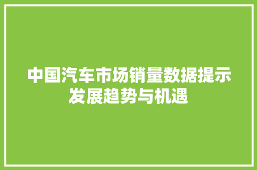 中国汽车市场销量数据提示发展趋势与机遇