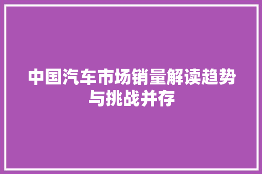 中国汽车市场销量解读趋势与挑战并存