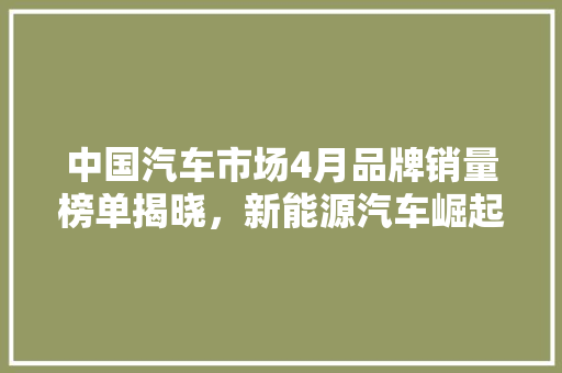 中国汽车市场4月品牌销量榜单揭晓，新能源汽车崛起态势明显