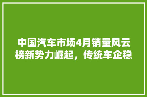 中国汽车市场4月销量风云榜新势力崛起，传统车企稳扎稳打