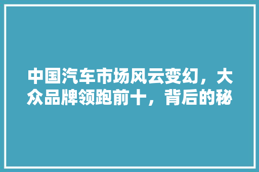 中国汽车市场风云变幻，大众品牌领跑前十，背后的秘密