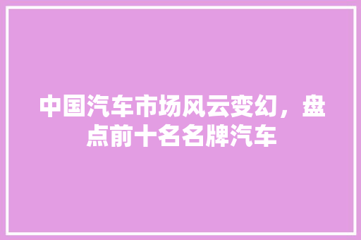 中国汽车市场风云变幻，盘点前十名名牌汽车