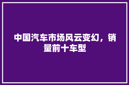 中国汽车市场风云变幻，销量前十车型