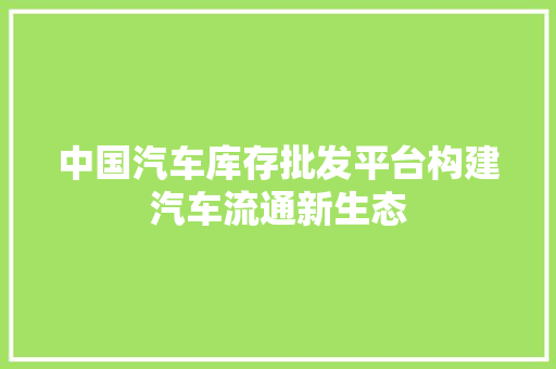 中国汽车库存批发平台构建汽车流通新生态