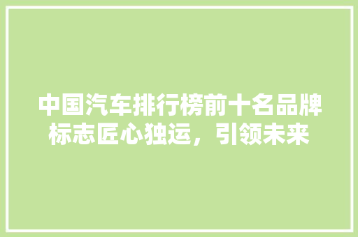 中国汽车排行榜前十名品牌标志匠心独运，引领未来