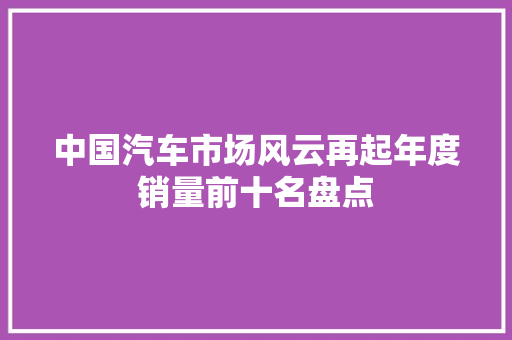 中国汽车市场风云再起年度销量前十名盘点