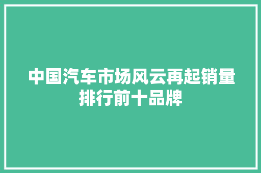 中国汽车市场风云再起销量排行前十品牌