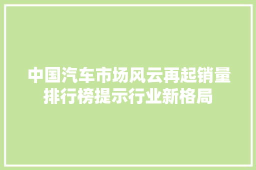 中国汽车市场风云再起销量排行榜提示行业新格局