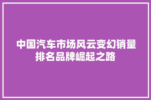 中国汽车市场风云变幻销量排名品牌崛起之路