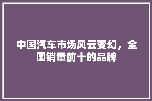 中国汽车市场风云变幻，全国销量前十的品牌