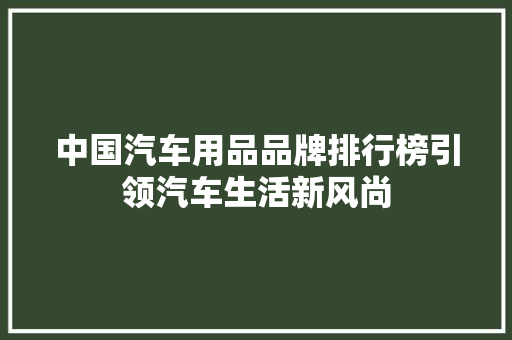 中国汽车用品品牌排行榜引领汽车生活新风尚