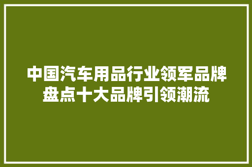 中国汽车用品行业领军品牌盘点十大品牌引领潮流