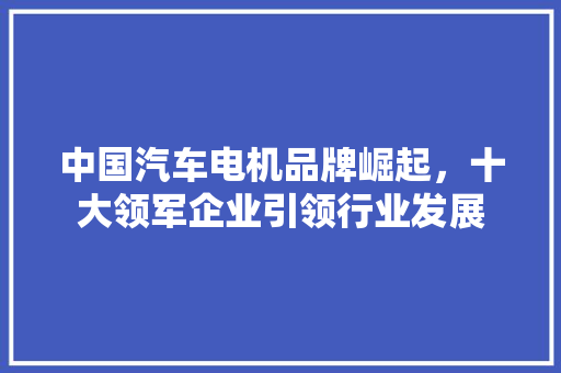 中国汽车电机品牌崛起，十大领军企业引领行业发展