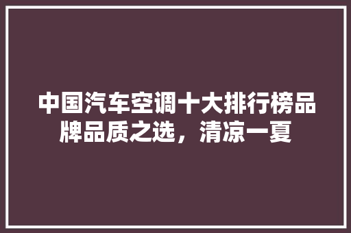 中国汽车空调十大排行榜品牌品质之选，清凉一夏