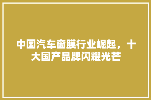 中国汽车窗膜行业崛起，十大国产品牌闪耀光芒