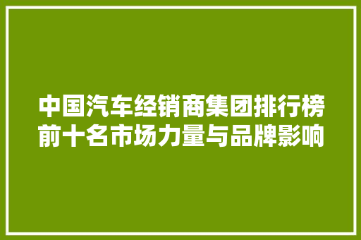 中国汽车经销商集团排行榜前十名市场力量与品牌影响力的完美结合