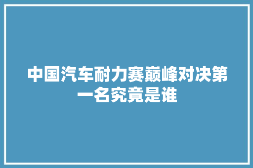 中国汽车耐力赛巅峰对决第一名究竟是谁
