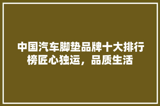 中国汽车脚垫品牌十大排行榜匠心独运，品质生活