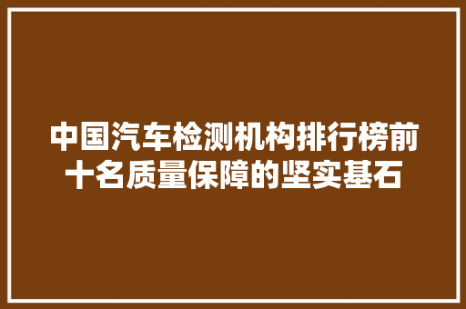 中国汽车检测机构排行榜前十名质量保障的坚实基石