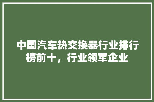 中国汽车热交换器行业排行榜前十，行业领军企业