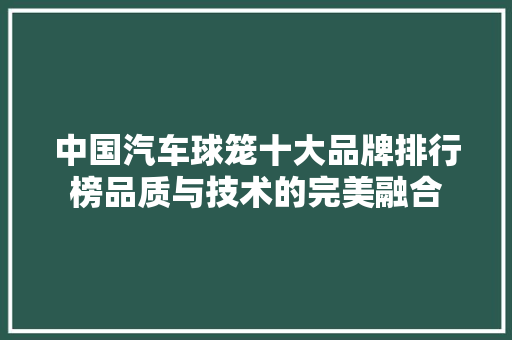 中国汽车球笼十大品牌排行榜品质与技术的完美融合