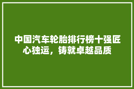 中国汽车轮胎排行榜十强匠心独运，铸就卓越品质