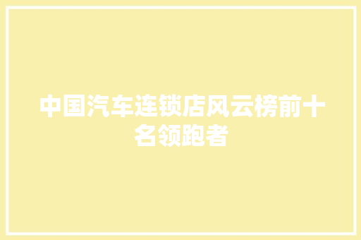中国汽车连锁店风云榜前十名领跑者