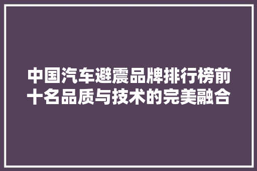 中国汽车避震品牌排行榜前十名品质与技术的完美融合