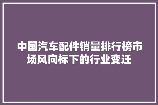 中国汽车配件销量排行榜市场风向标下的行业变迁