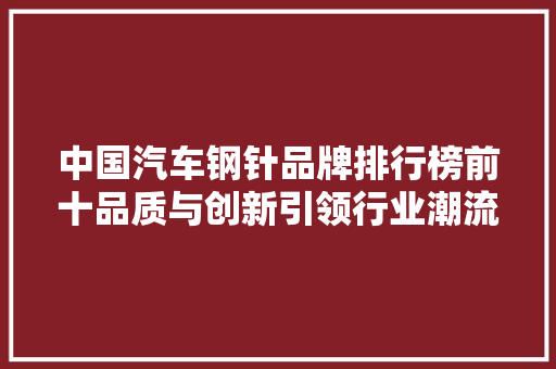 中国汽车钢针品牌排行榜前十品质与创新引领行业潮流