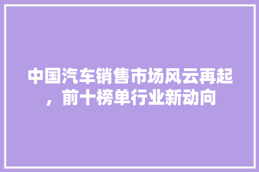 中国汽车销售市场风云再起，前十榜单行业新动向