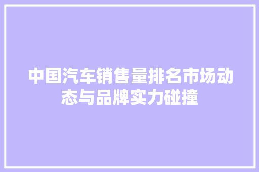 中国汽车销售量排名市场动态与品牌实力碰撞