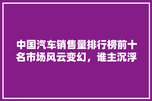 中国汽车销售量排行榜前十名市场风云变幻，谁主沉浮