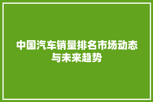 中国汽车销量排名市场动态与未来趋势
