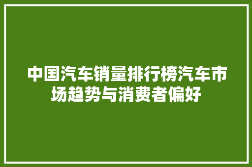 中国汽车销量排行榜汽车市场趋势与消费者偏好