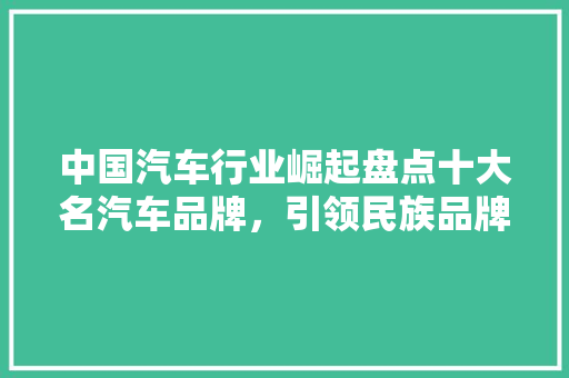 中国汽车行业崛起盘点十大名汽车品牌，引领民族品牌新风尚