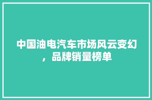 中国油电汽车市场风云变幻，品牌销量榜单