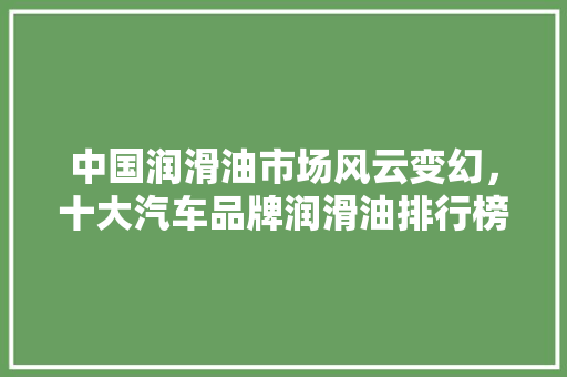 中国润滑油市场风云变幻，十大汽车品牌润滑油排行榜行业翘楚