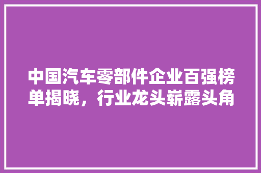 中国汽车零部件企业百强榜单揭晓，行业龙头崭露头角