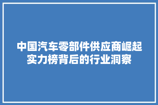 中国汽车零部件供应商崛起实力榜背后的行业洞察
