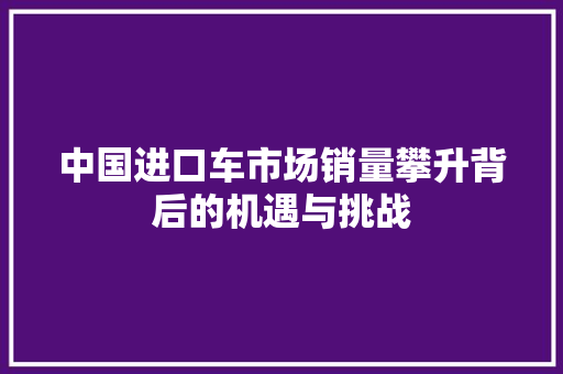 中国进口车市场销量攀升背后的机遇与挑战