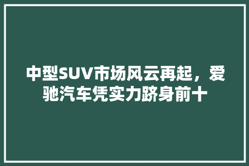 中型SUV市场风云再起，爱驰汽车凭实力跻身前十