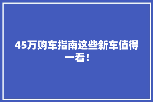 45万购车指南这些新车值得一看！