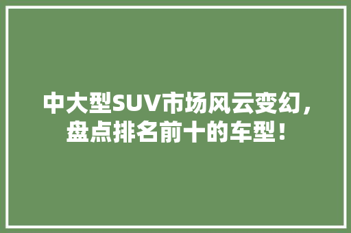 中大型SUV市场风云变幻，盘点排名前十的车型！