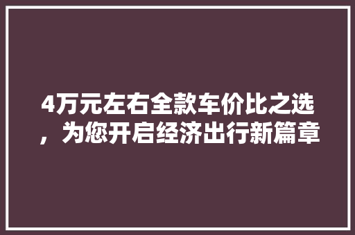 4万元左右全款车价比之选，为您开启经济出行新篇章